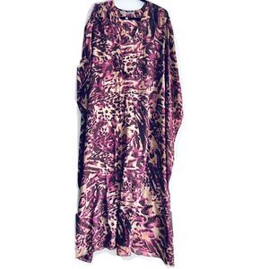 ocean + main los angeles leopard print Silk Semi-Sheer Chiffon Caftan Size 1x
